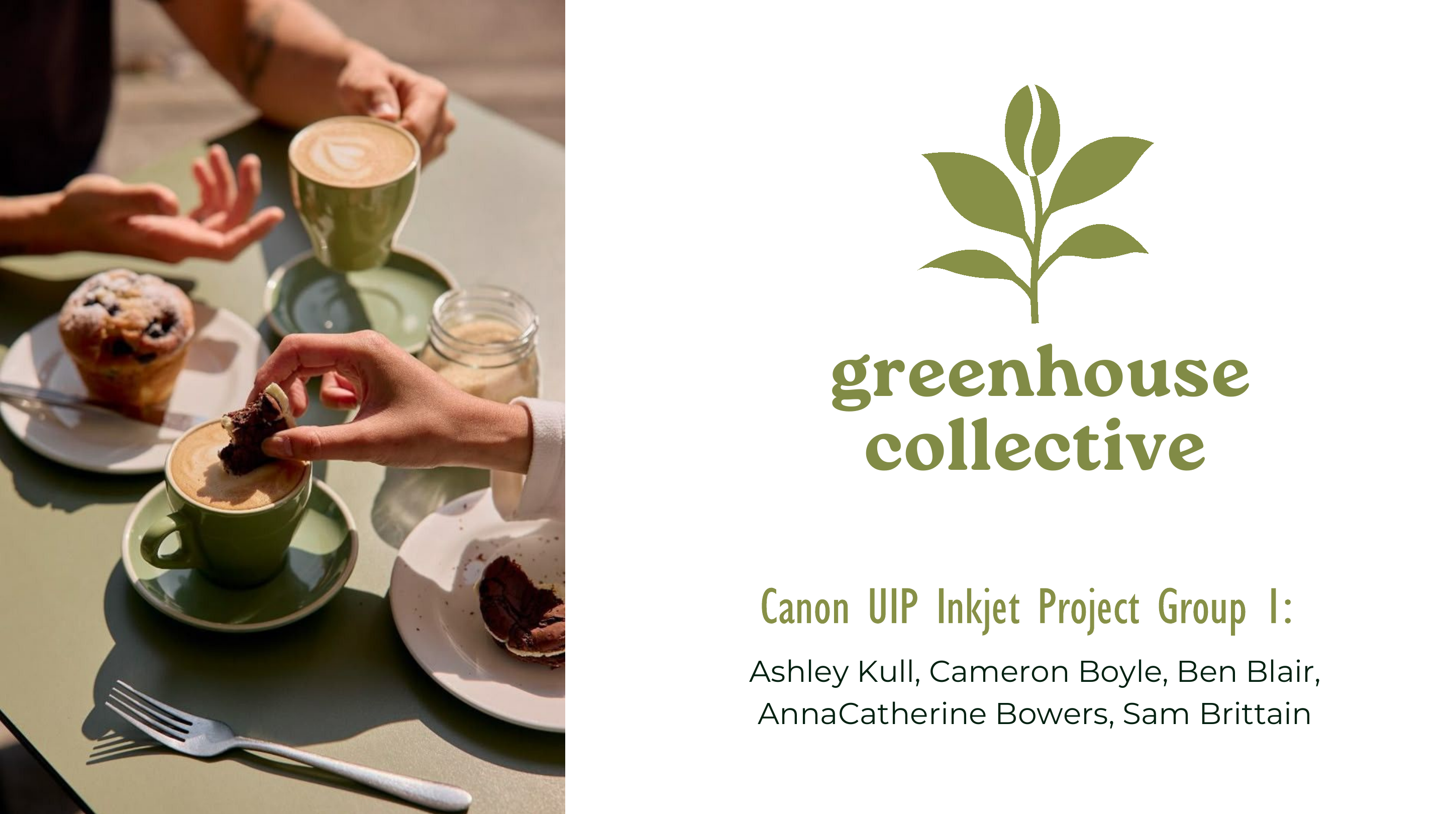 Greenhouse Collective café brand presentation cover