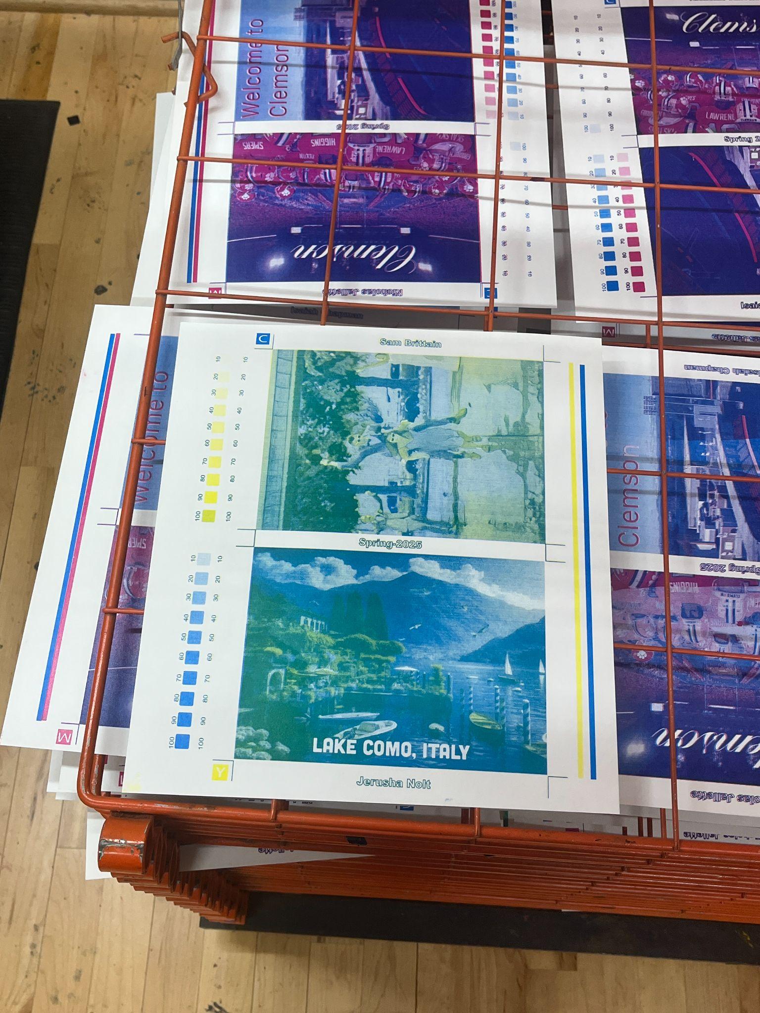 cyan and yellow print